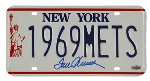 Tom Seaver Signed New York State DMV Issued 1969Mets License Plate